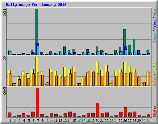 Daily usage for January 2010