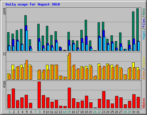 Daily usage for August 2010
