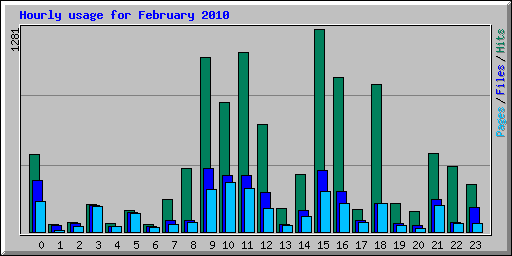 Hourly usage for February 2010